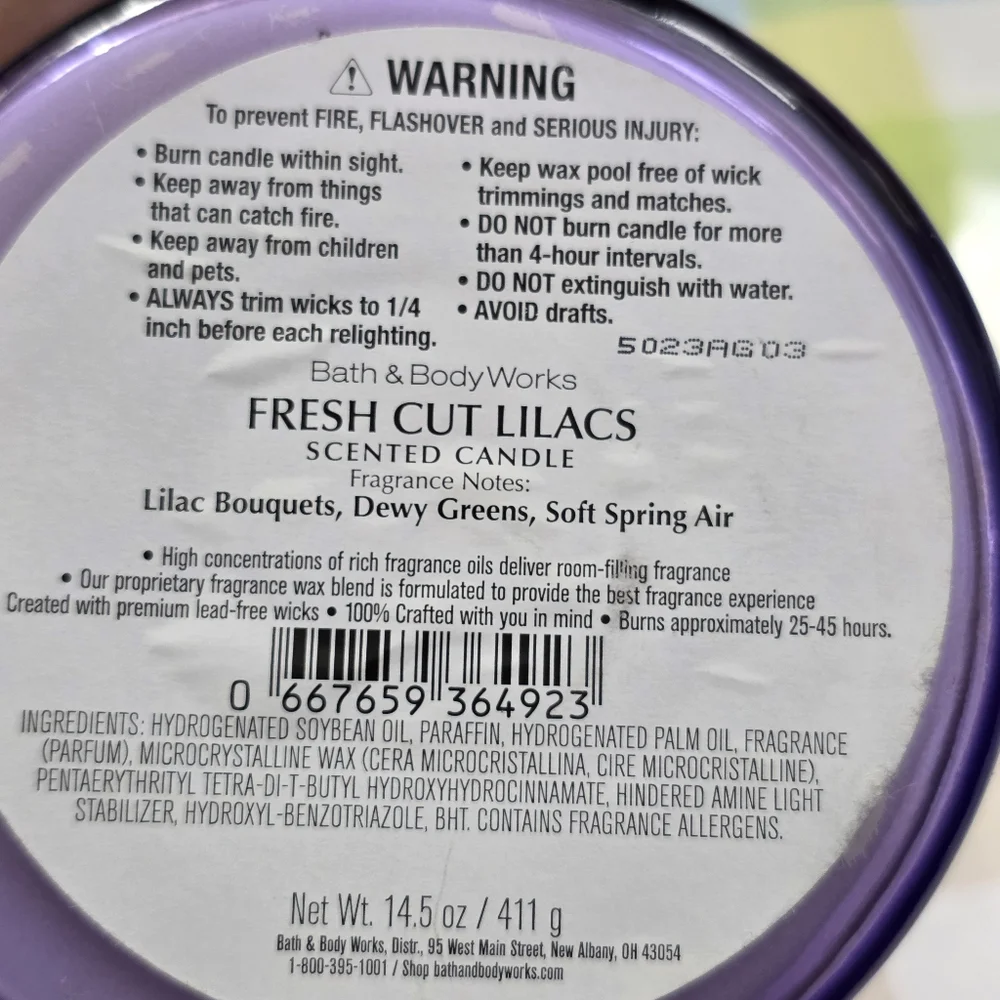 Bath & Body Works Fresh Cut Lilacs 3-Wick Scented Candle NEW RARE